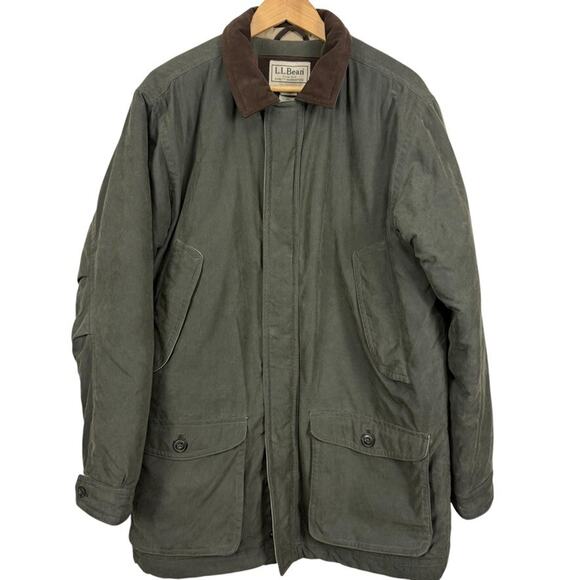 LL Bean Mens Wool Lined Barn Jacket Chore Coat Olive Green Winter Parka sz L - Picture 1 of 16